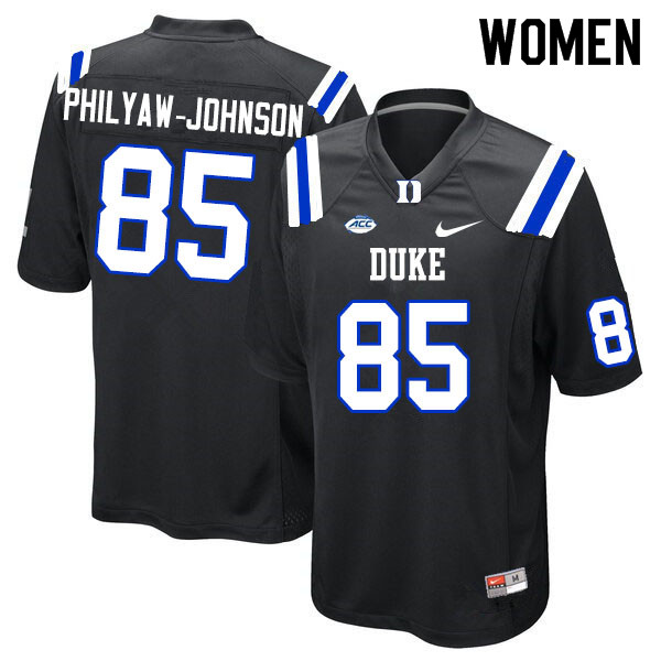 Women #85 Damond Philyaw-Johnson Duke Blue Devils College Football Jerseys Sale-Black - Click Image to Close